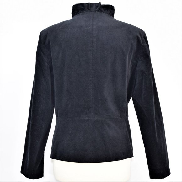 Jones New York Velvet Evening Cocktail Jacket Dress Ruffle V-neck Gold Zipper 12 - Picture 3 of 14